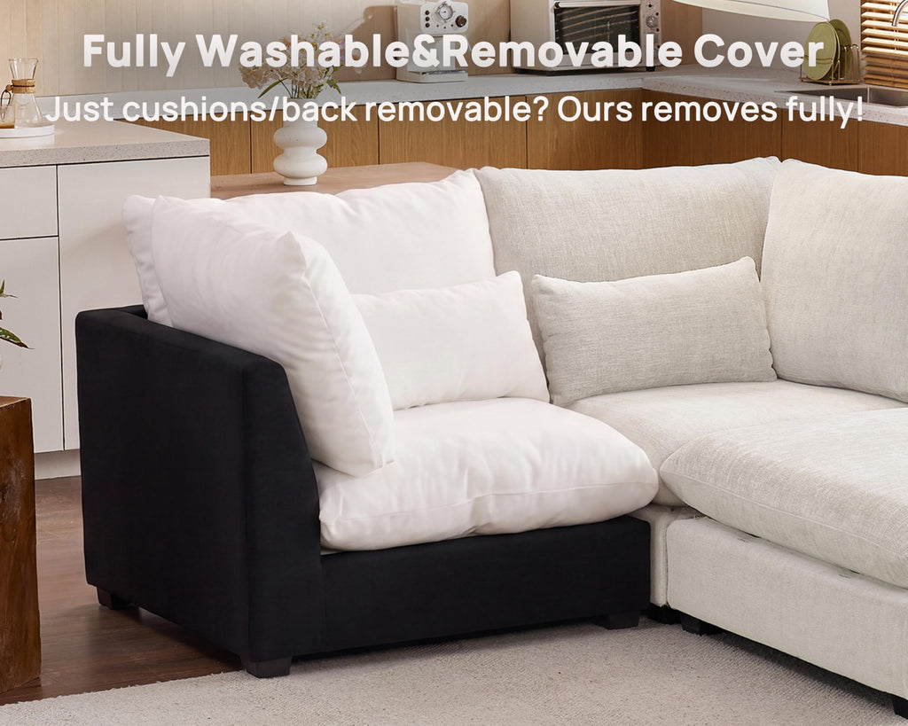 154" Oversize Chenille Modular Sectional Sofa Couches, White