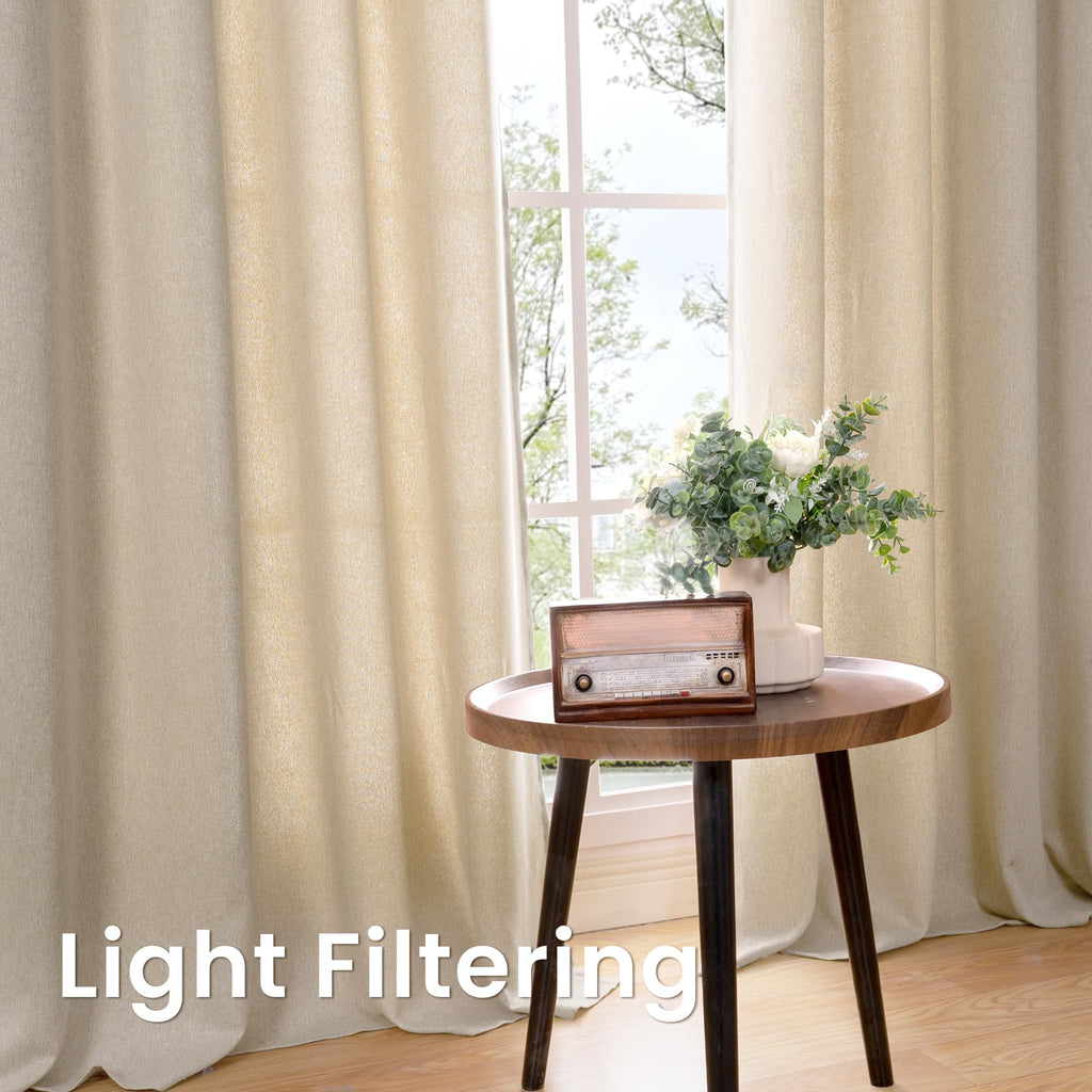 Oatmeal Linen Curtains 78 Inch Length 2 Panels Set, Country Rustic Window Drapes Textured Light Filtering Laundry