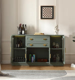 58.27'' Buffet Cabinet with 2 Drawers,LED and Adjustable Shelves,Large Glass Door Coffee Bar Cabinet with