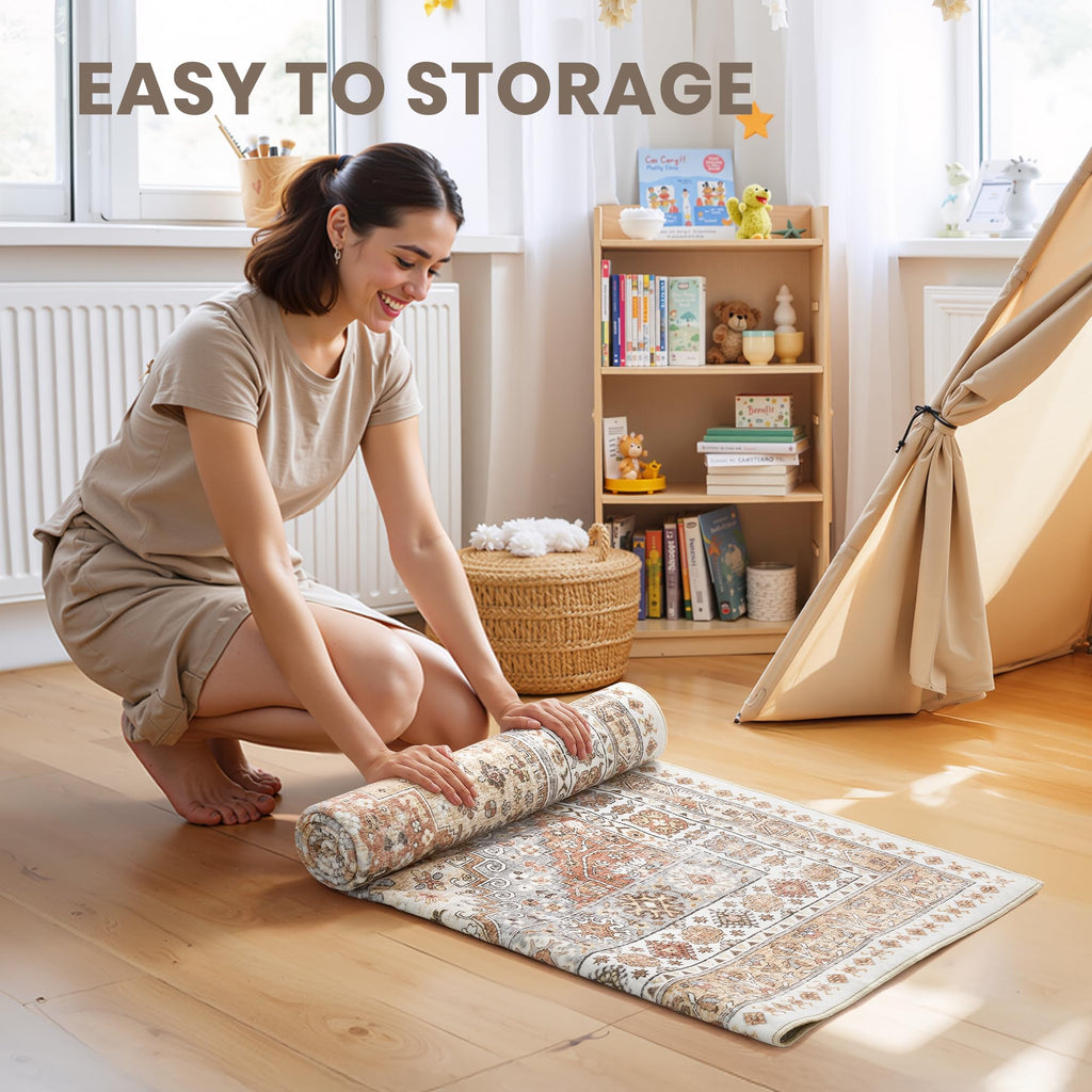 2'6 x 8' Runner Rug Non Slip, Washable Kitchen Rugs, Orange