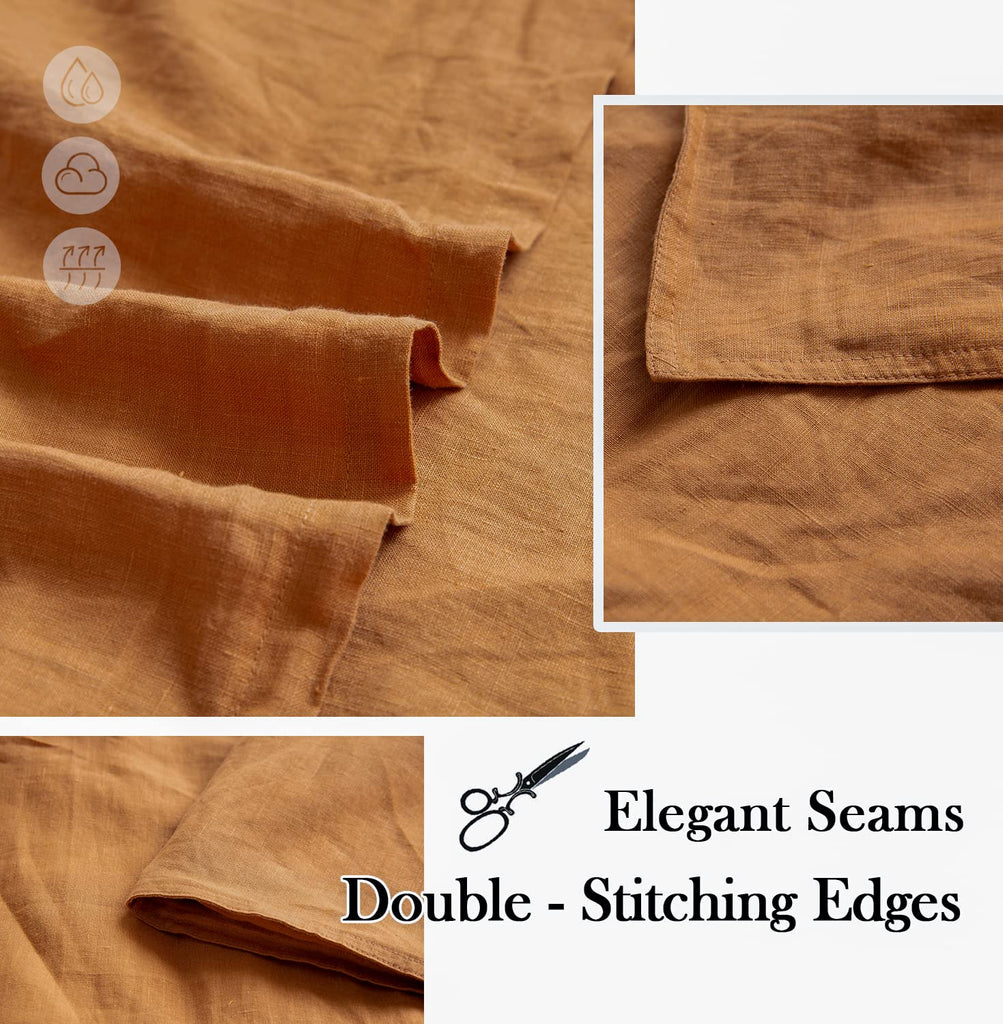 100% Linen Pillowcases 1 Pair Basic Style Envelope Overlap Closure French Natural Washed Flax Shams Set of 2