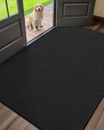 Ultra-Thin Indoor Door Mat Entrance, 36"x56" Ebony Black