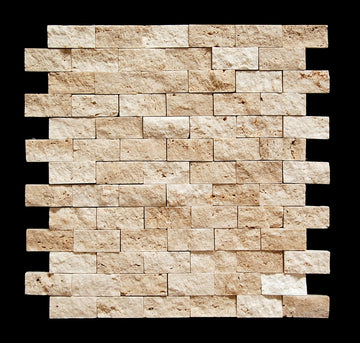 Light 1 X 2 Split Face Travertine Mosaic Tile