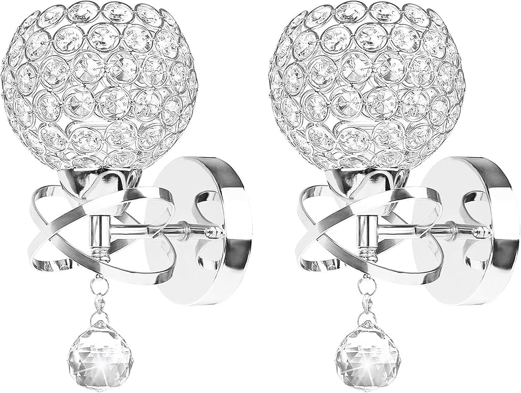 Crystal Wall Sconces Set of Two, Modern Wall Light Sconces Wall Lighting with Hanging Crystal Ball, Wall Mount Lamp