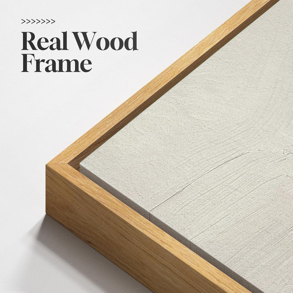 Large Framed Neutral Abstract Landscape Set of 3 Living Room Wall Art, Modern Misty Pine Forest Canvas Artwork for