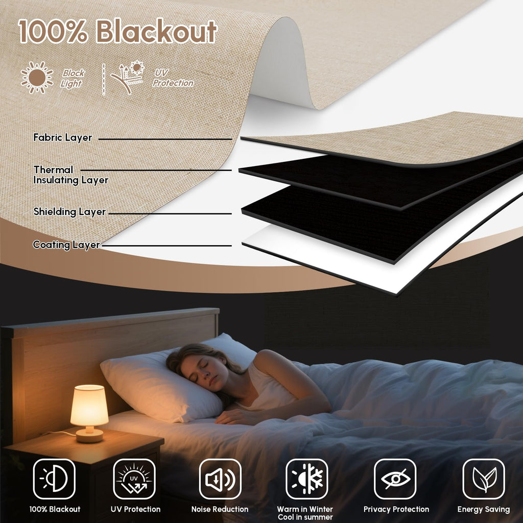 No Drill Motorized Blinds with Remote, 100% Blackout Roller Shades