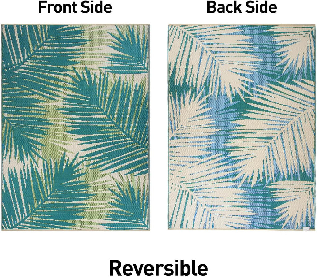 Floral Tropical Patio Deck Backyard Outdoor Area Rug Green