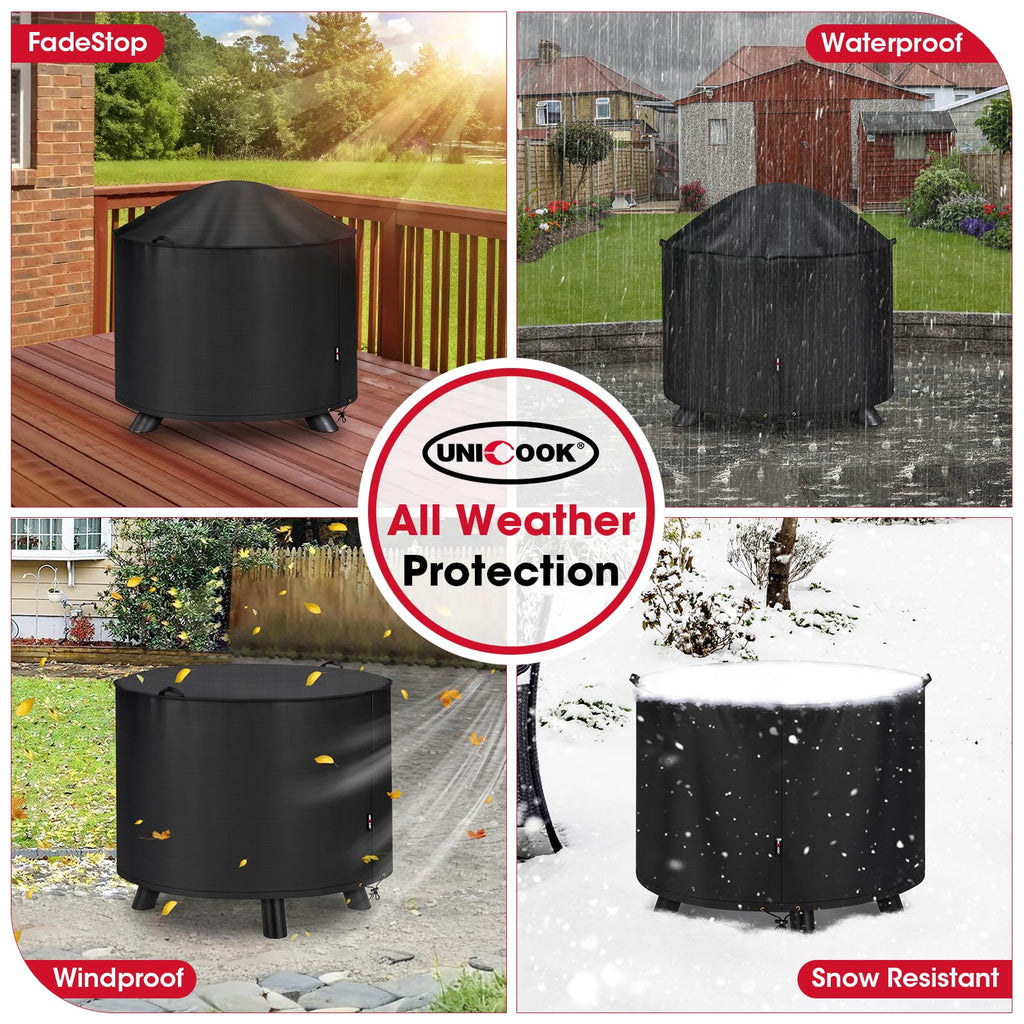 Round Fire Pit Cove/Fire Table Cover Waterproof, 36" Dia x 24" H