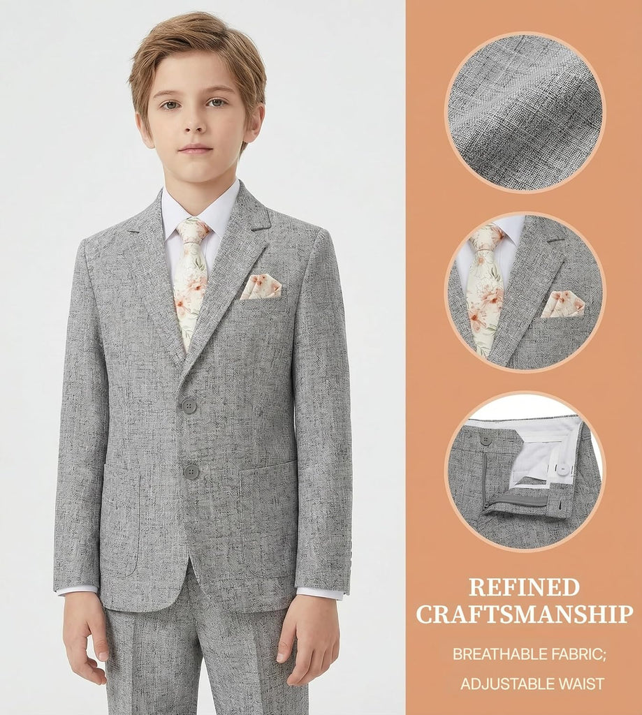 Boys Formal Suit Set Piece Slim Fit Tuxedo School Uniform Dress