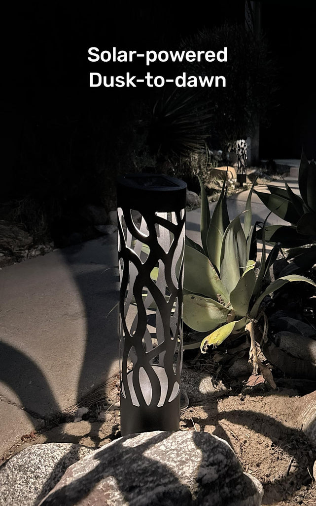 Secure Solar Bollard Pathway Lights, 4-Pack, Black, 4"x16"