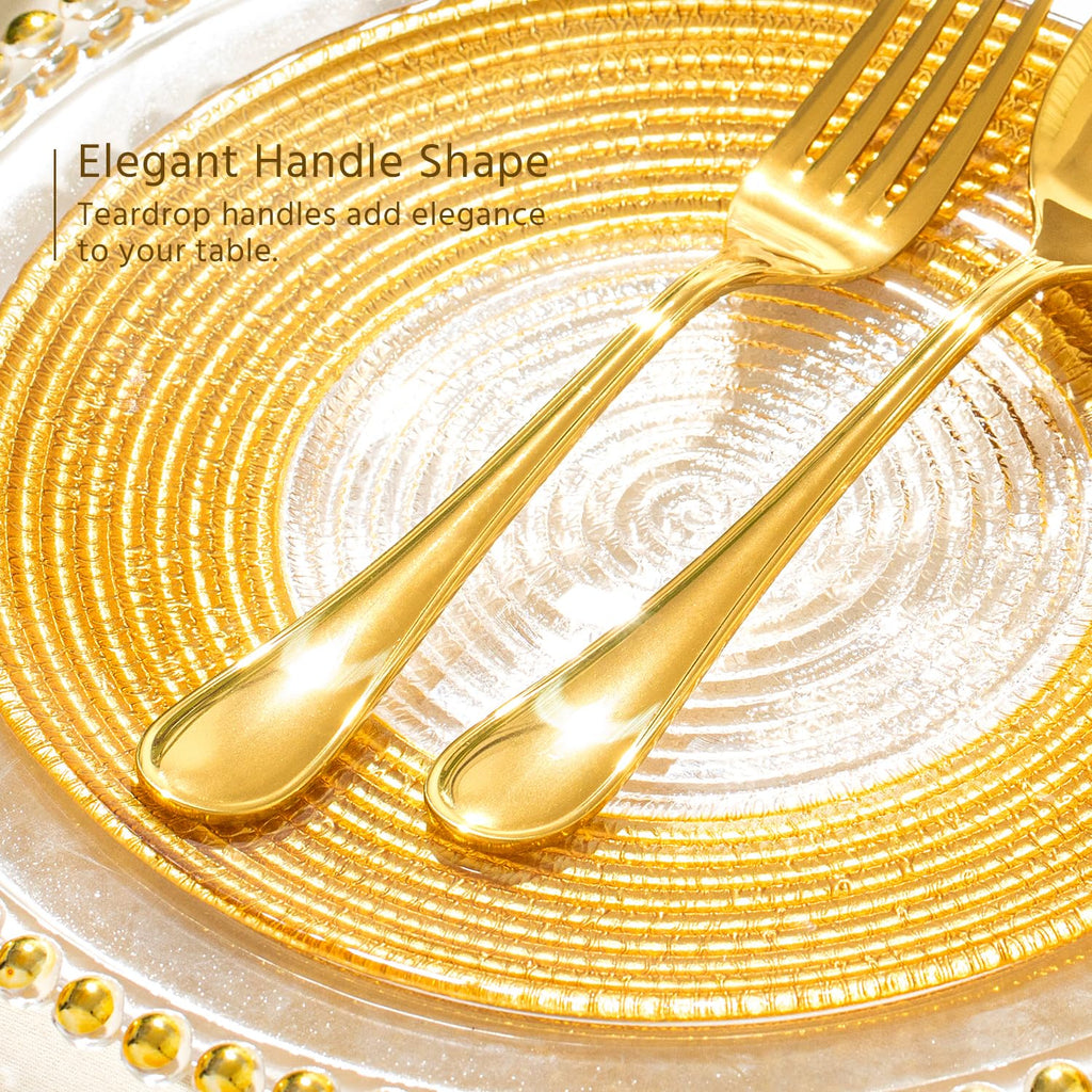 18/10 Stainless Steel Silverware Set for 8, 40 Piece Gold Flatware Set