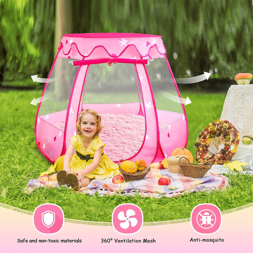 Princess Castle Girls Play Tent with Rug Pop Up Play Tent for Toddlers