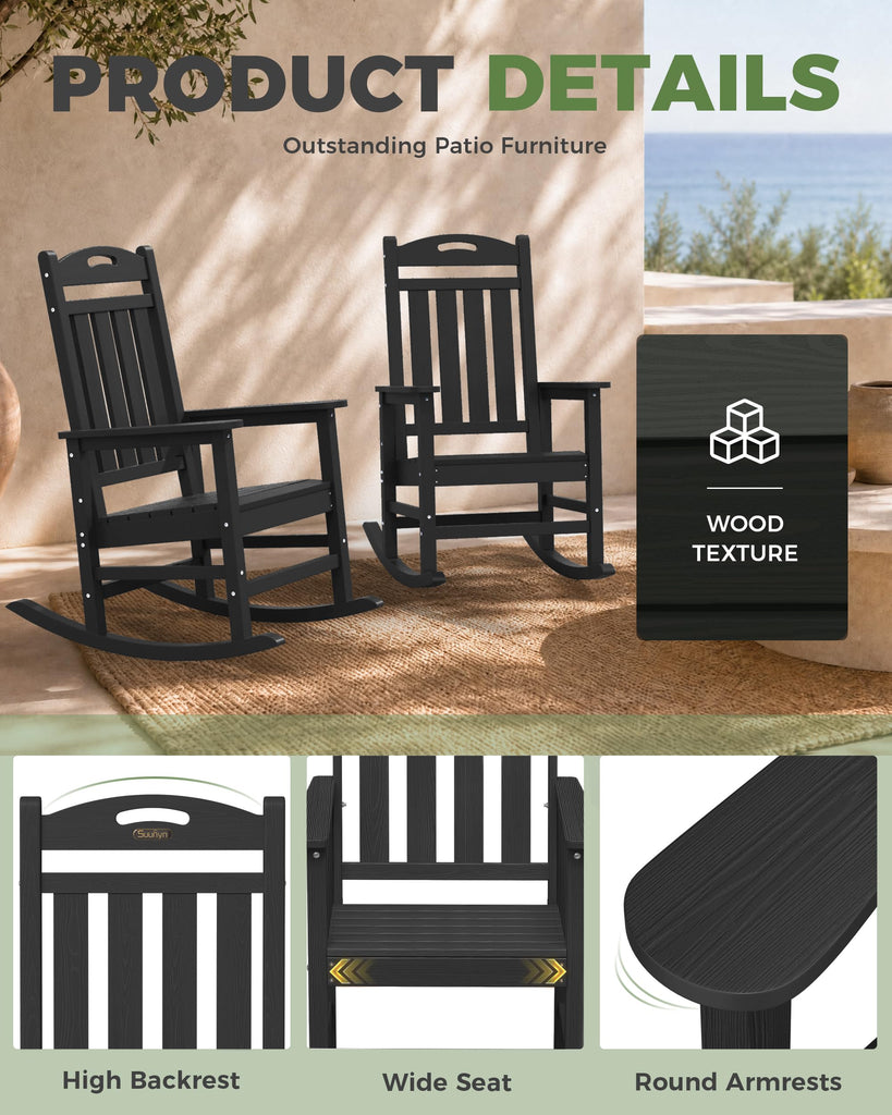 Outdoor Rocking Chair, Oversized HDPE Rocking Chair, All Weather