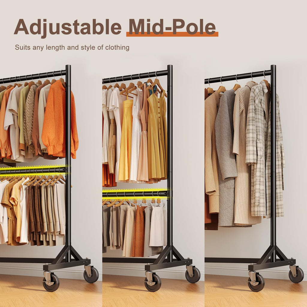 Z Rack, Clothes Rack Hold 550LB Adjustable Height Black 2 Packs