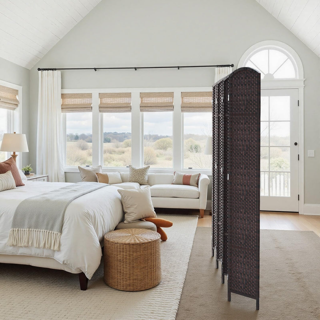 Room Divider Panel, 8 Panel Partition Room Dividers, Dark Mocha