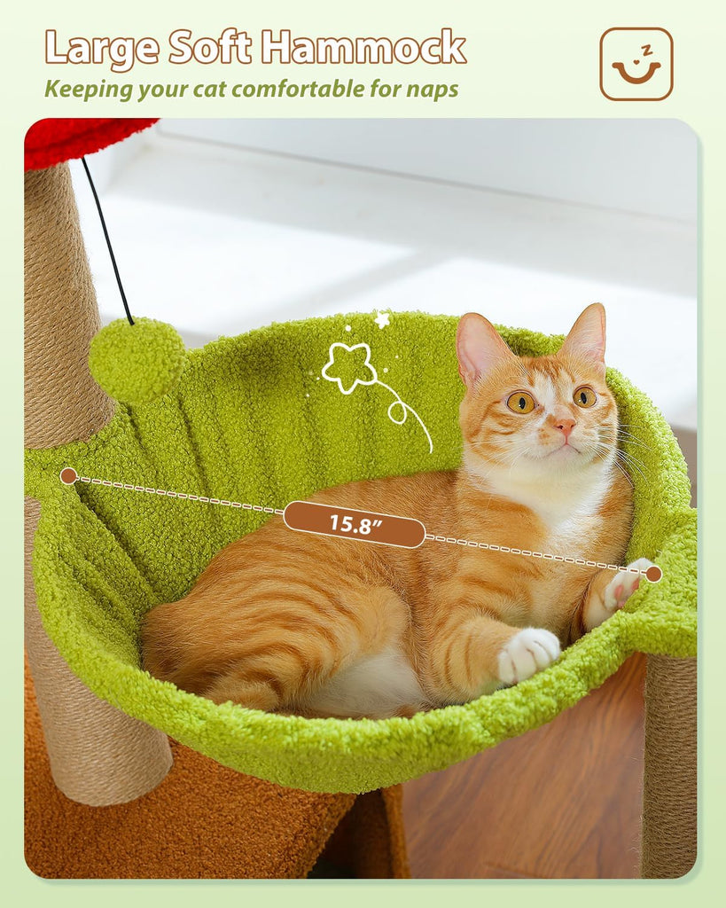 35" Flower Cat Tree for Kittens with Hammock & Sisal Posts, Brown