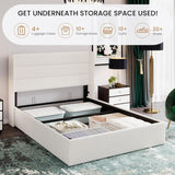 Queen Lift Up Storage Bed/Velvet Upholstered/Modern Wingback Headboard/Upholstered Platform Bed Frame/Hydraulic