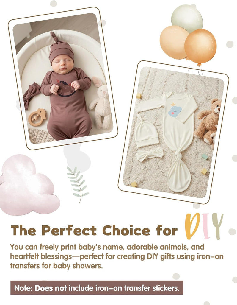 Newborn Knotted Gown 2Pack, Soft Breathable Baby Sleep Gown for Boys Girls, Infant Baby Coming Home Hospital Outfit