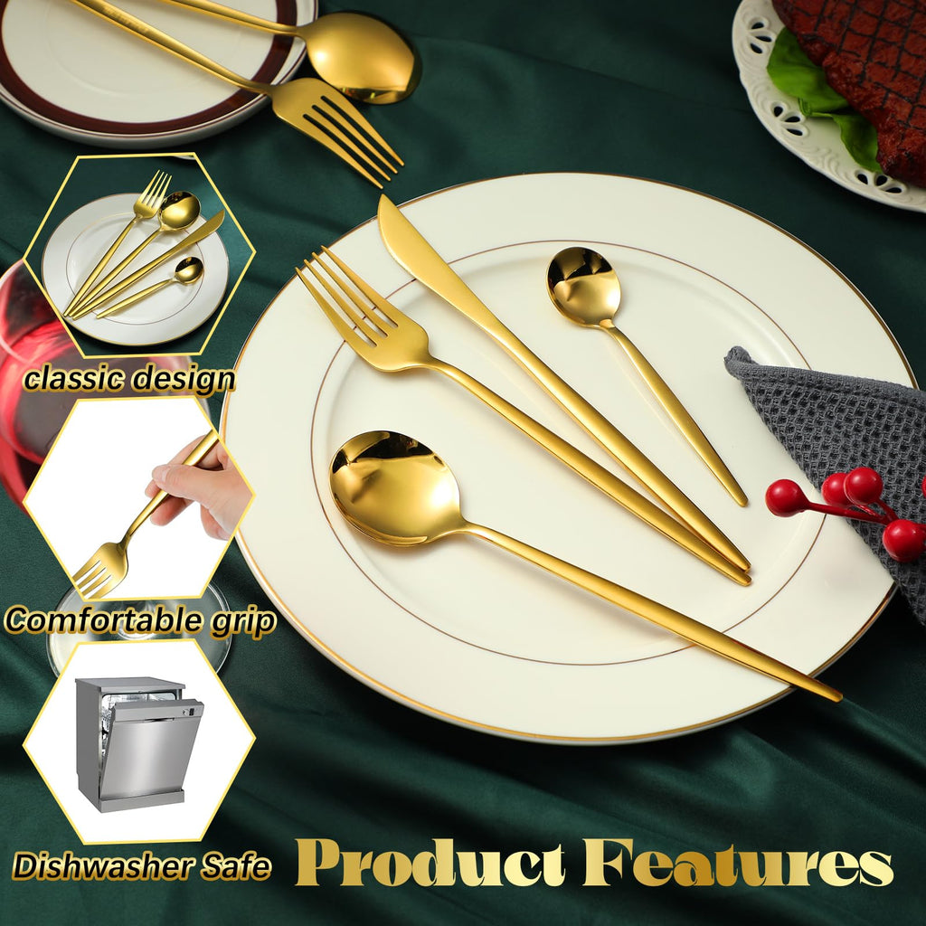 400 Pcs Gold Stainless Steel Silverware Flatware Set for 100 Guest