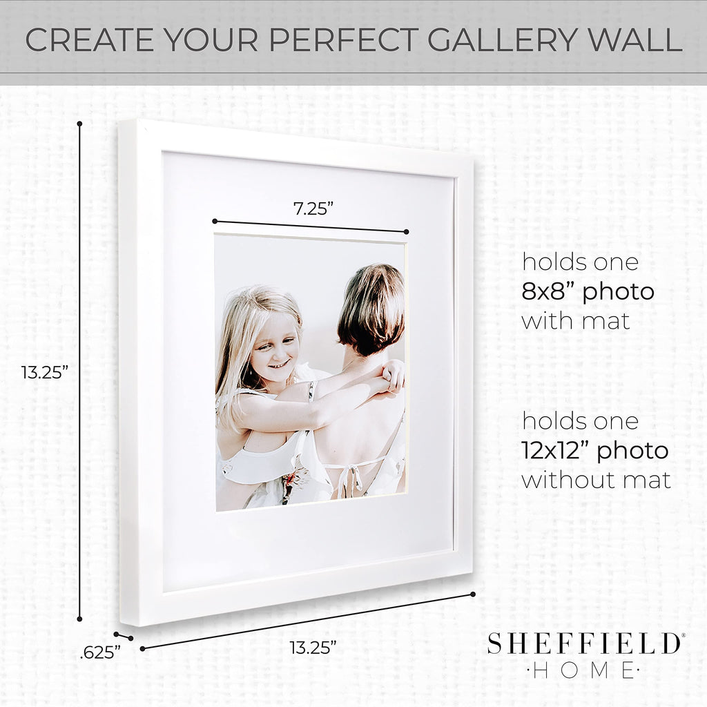 9 Piece Gallery Wall Frame Set, 12x12 Inch, White