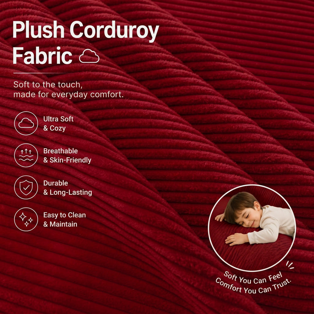 40" Rectangle Corduroy Ottoman Oversized Upholstered Footrest(Red)