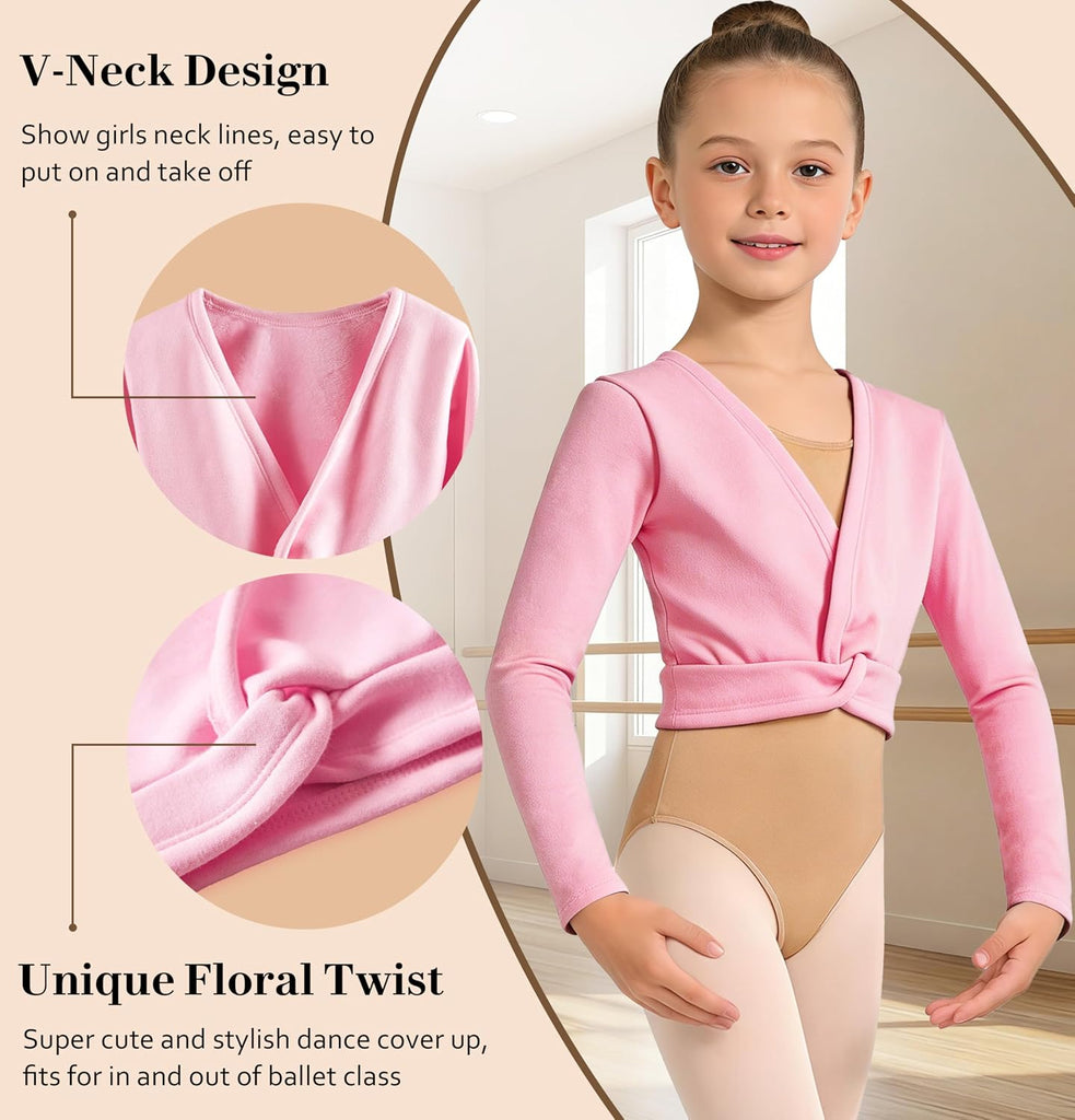 Girls Ballet Wrap Top Long Sleeve Dance Sweater Toddler