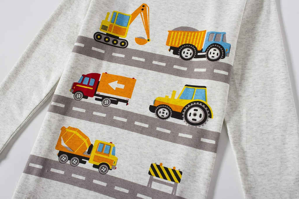 Boys Pajamas 100% Cotton Truck Pjs Toddler 2 Piece Sleepwear Kids Winter Clothes Set -10t