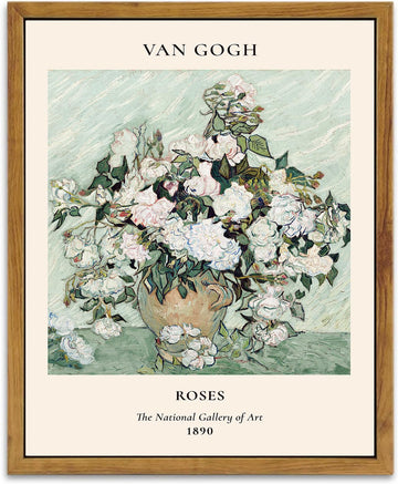 Framed Canvas Print Wall Art, Roses Vincent Van Gogh Painting