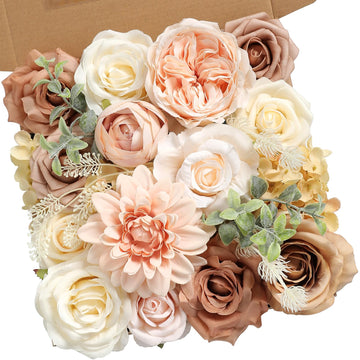 Artificial Flower Combo Box Set Silk Fake Roses for DIY Wedding Flower Bouquet Centerpiece Decoration Baby Shower