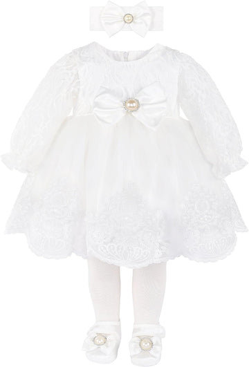 Taffy Baby Girl Newborn Christening Baptism, White, Size 0-3 Months