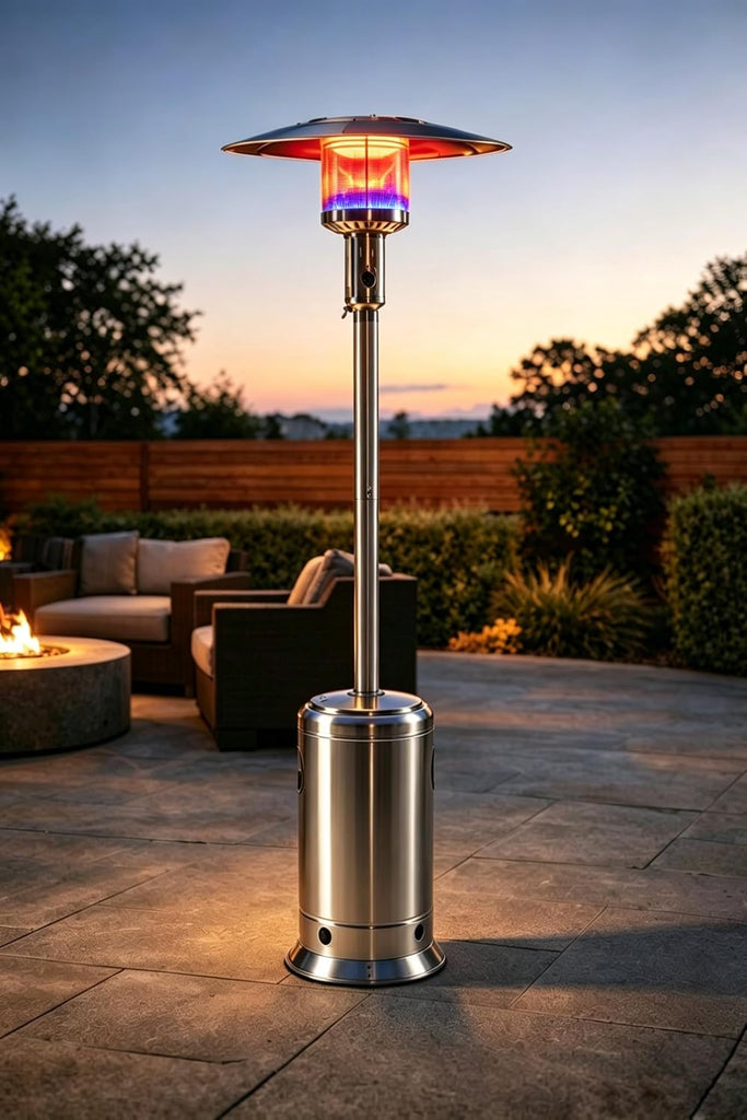 88inch Standing Heaters Outdoor with Wheels, Stainless Steel Burner, Gas Propane Patio Heater for Outdoor Garden Use