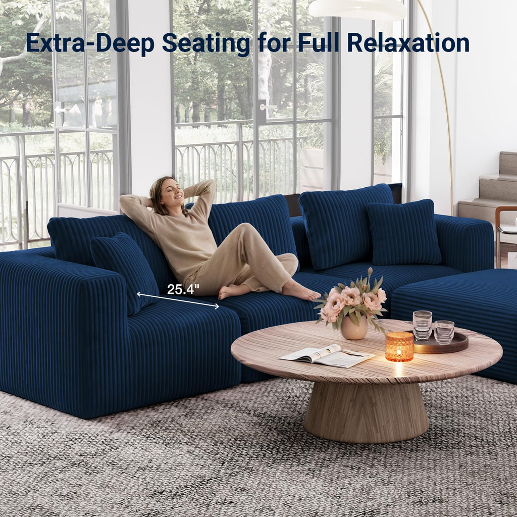 141-inch U-Shaped Modular Sectional Couch Sofa with 4 Ottomans