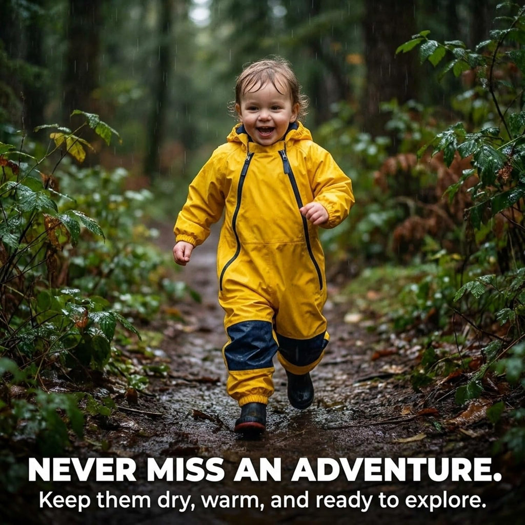Muddy Buddy Kids Waterproof Rain Suit One-Piece Coverall, Dual Zippers, Sealed Seams, Reinforced Knees - Boys & Girls