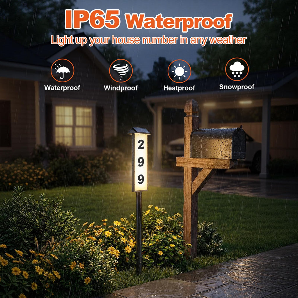 Solar Address Sign, House Number for Outside Yard 3-Light Modes
