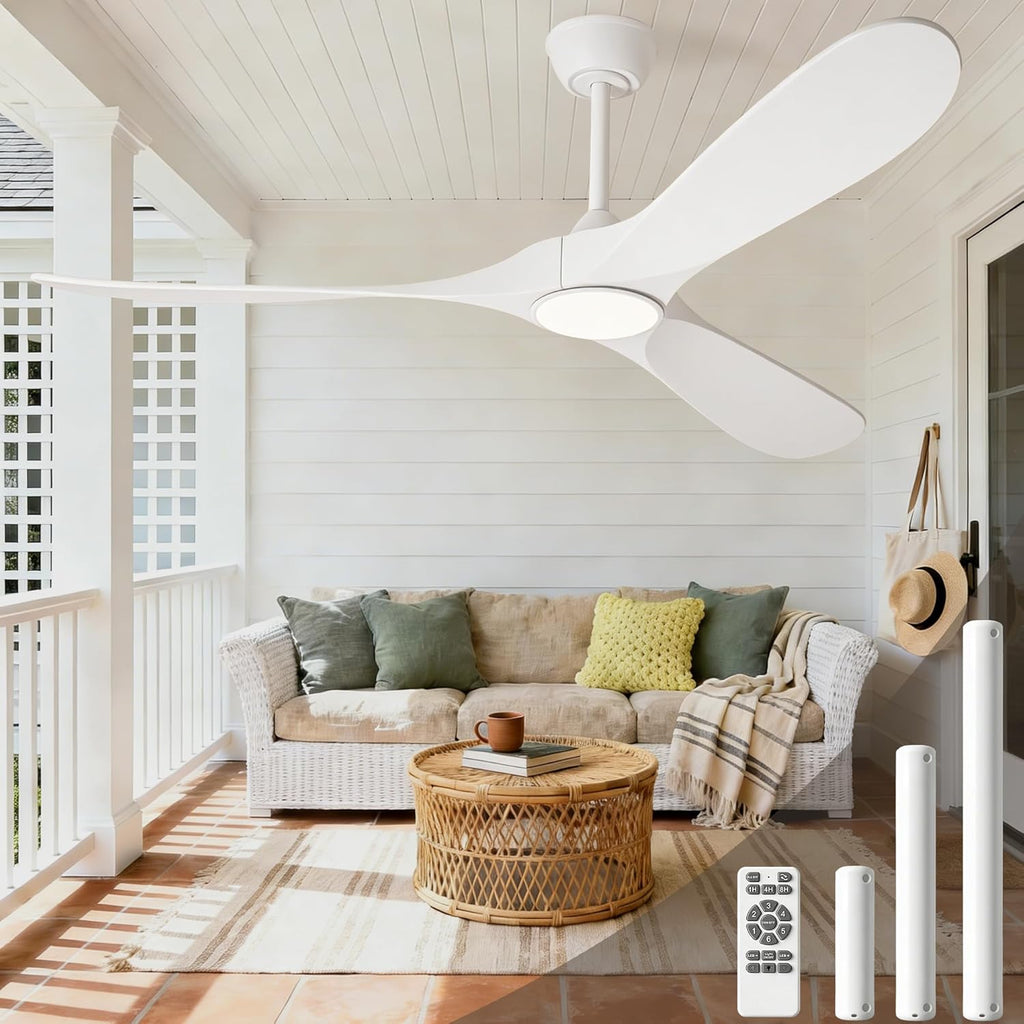 White 60 inch Ceiling Fan with Light and Remote