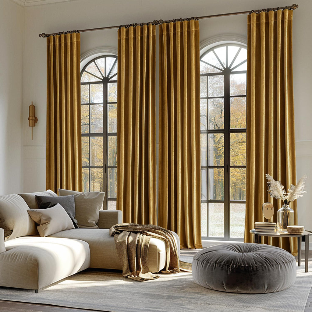 Velvet Curtains Extra Wide 72x84 inches Gold Curtains