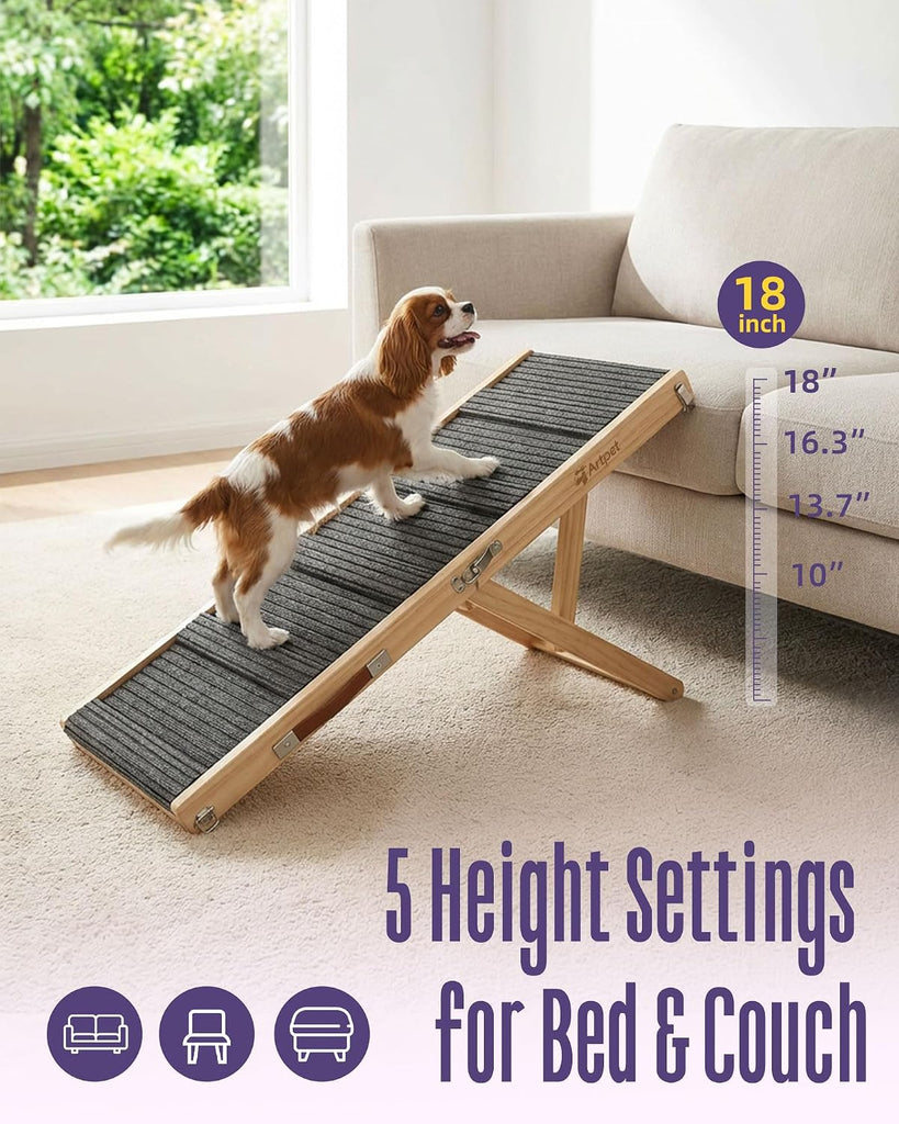 Dog Ramp for Small Dogs, Adjustable Wooden Dachshund Ramp for Couch