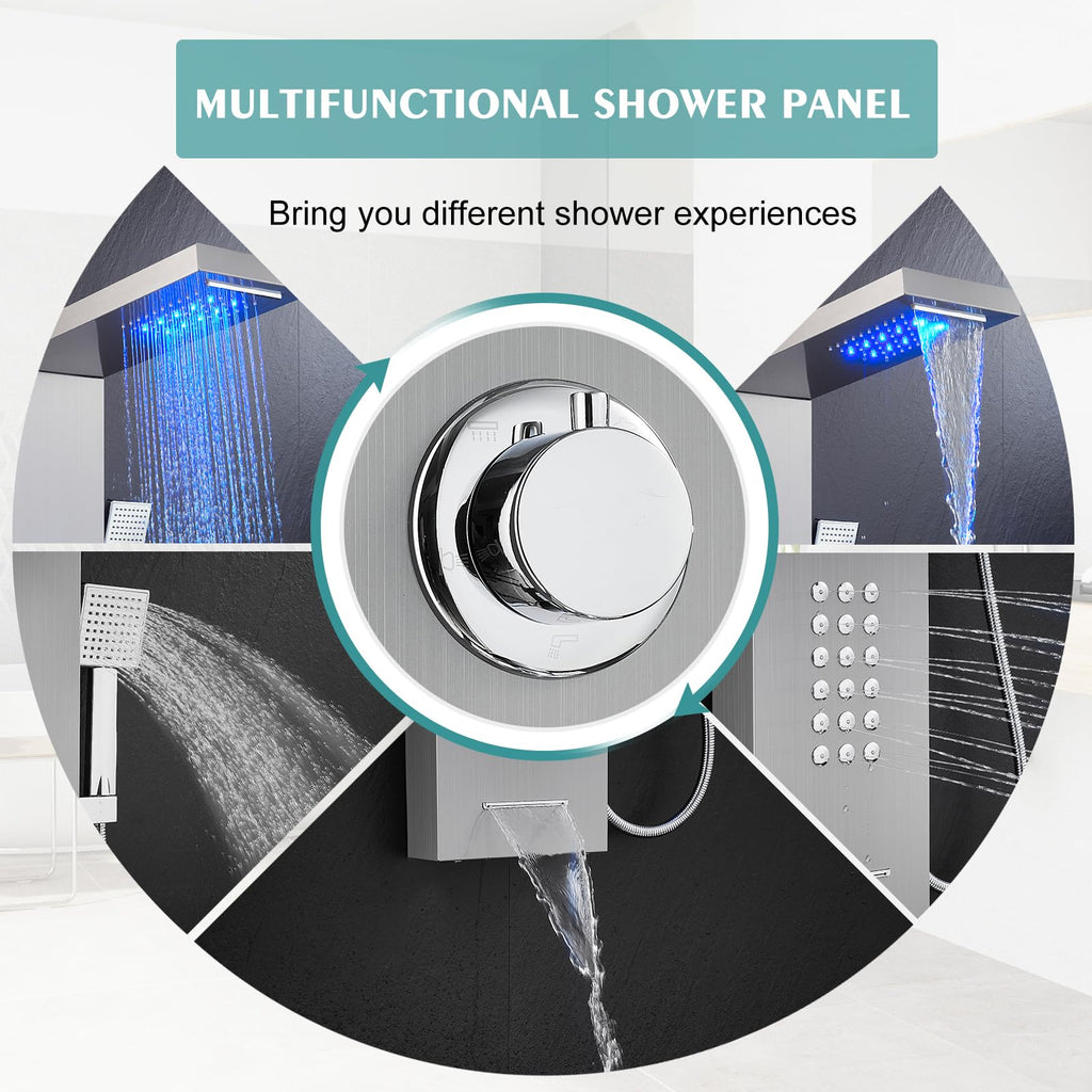 Rainfall LED Shower Panel - 5 in 1 Full Body Shower Tower System