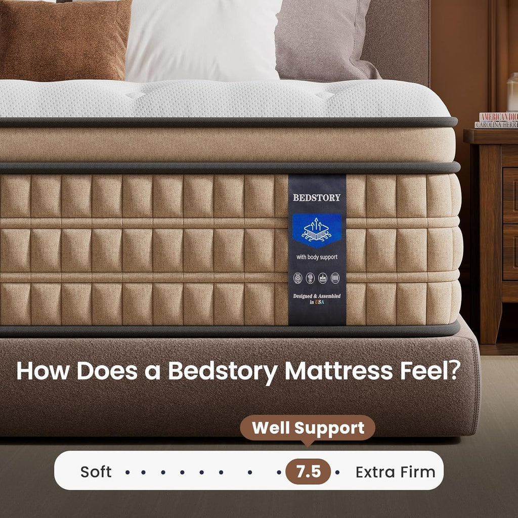 14 inch Firm King Size Mattress - Pain-Relieving Hybrid Mattress for Extra Lumbar & Hip Support - No Sagging Bed in a