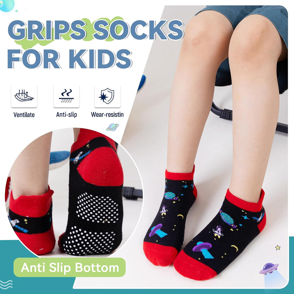 Kids Ankle Cotton Socks Cute Animal Pattern Soft Non Slip Boys Girls No Show Socks 6 Pairs