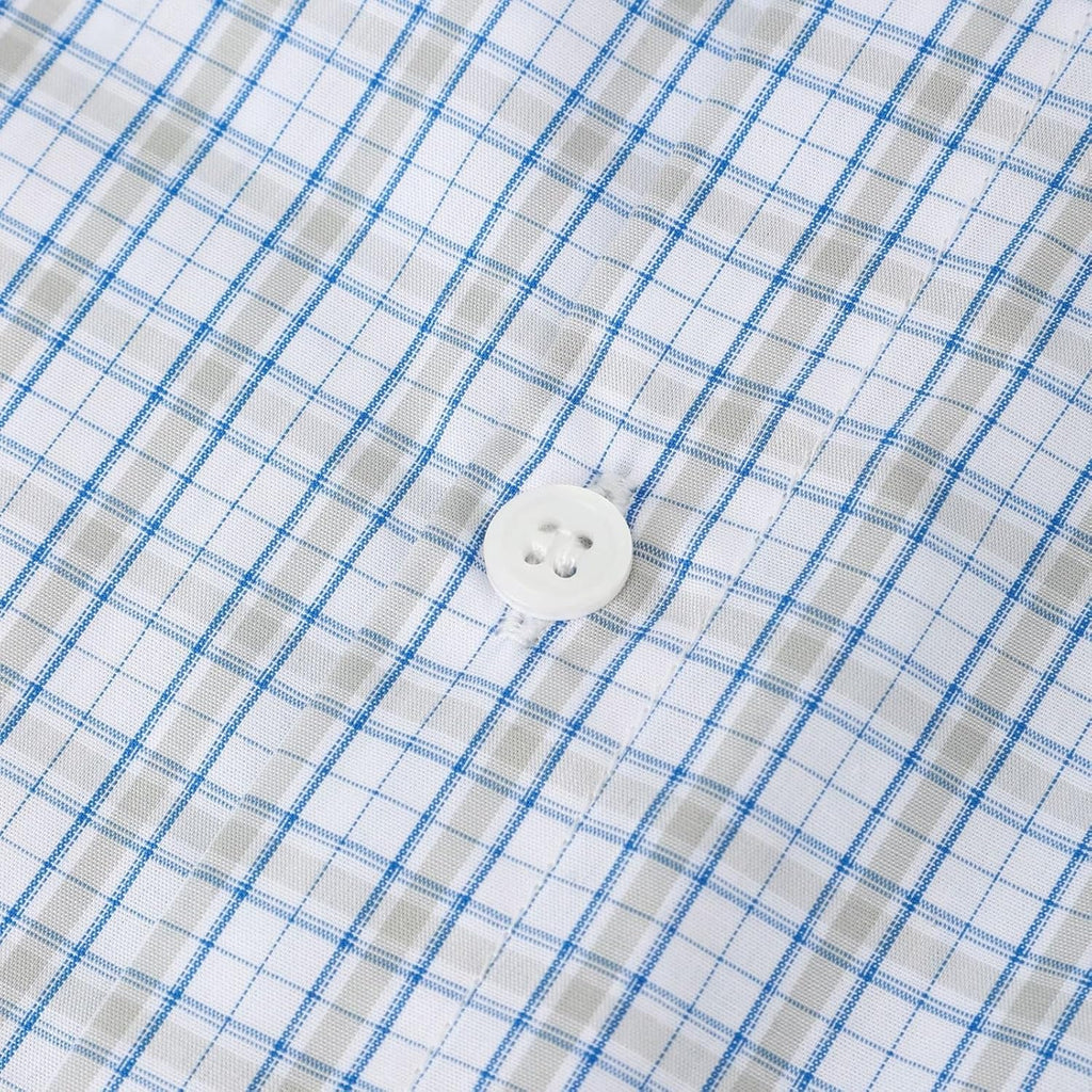 Boys Plaid Short Sleeve Shirt Toddler Soft Chambray Button Down Summer Breathable Casual Shirt for Kids