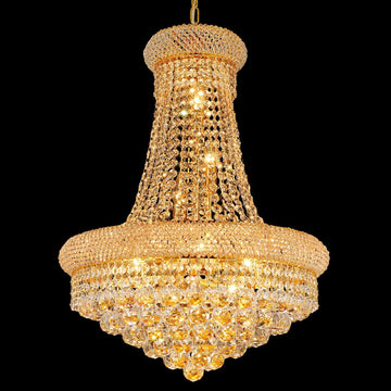 Crystal Chandeliers for Dining Room Light Fixture,Empire Style K9 Crystal Chandeliers for Entryway,12 Lights Gold Luxury Lighting Fixtures for Living Room Stairway Bedroom Foyer Hallway
