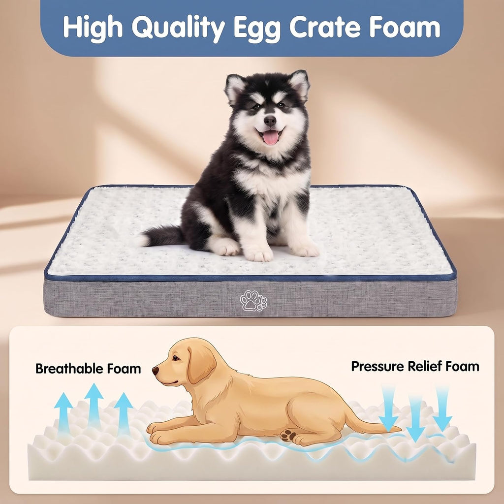 Reversible Dog Bed Mat, Washable Pet Bed for Large Medium Small Dogs, Kennel Pad with Removable Cover, Bed Mattress