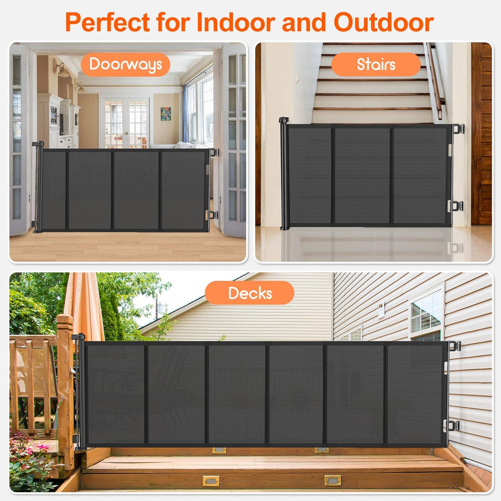 120 Inch Retractable Baby Gates Extra Wide Reinforced Baby Dog Gate