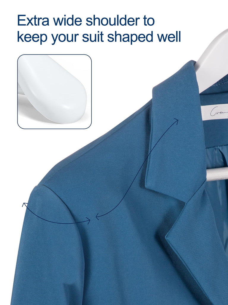 White Wooden Suit Hangers 6 Pack, Thick Wide Shoulder Hangers