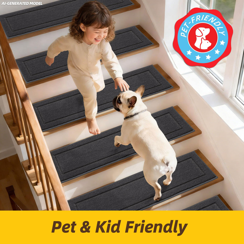 Stair Treads for Wooden Steps Indoor, 15-Pack, 30" x 8", Dark Grey