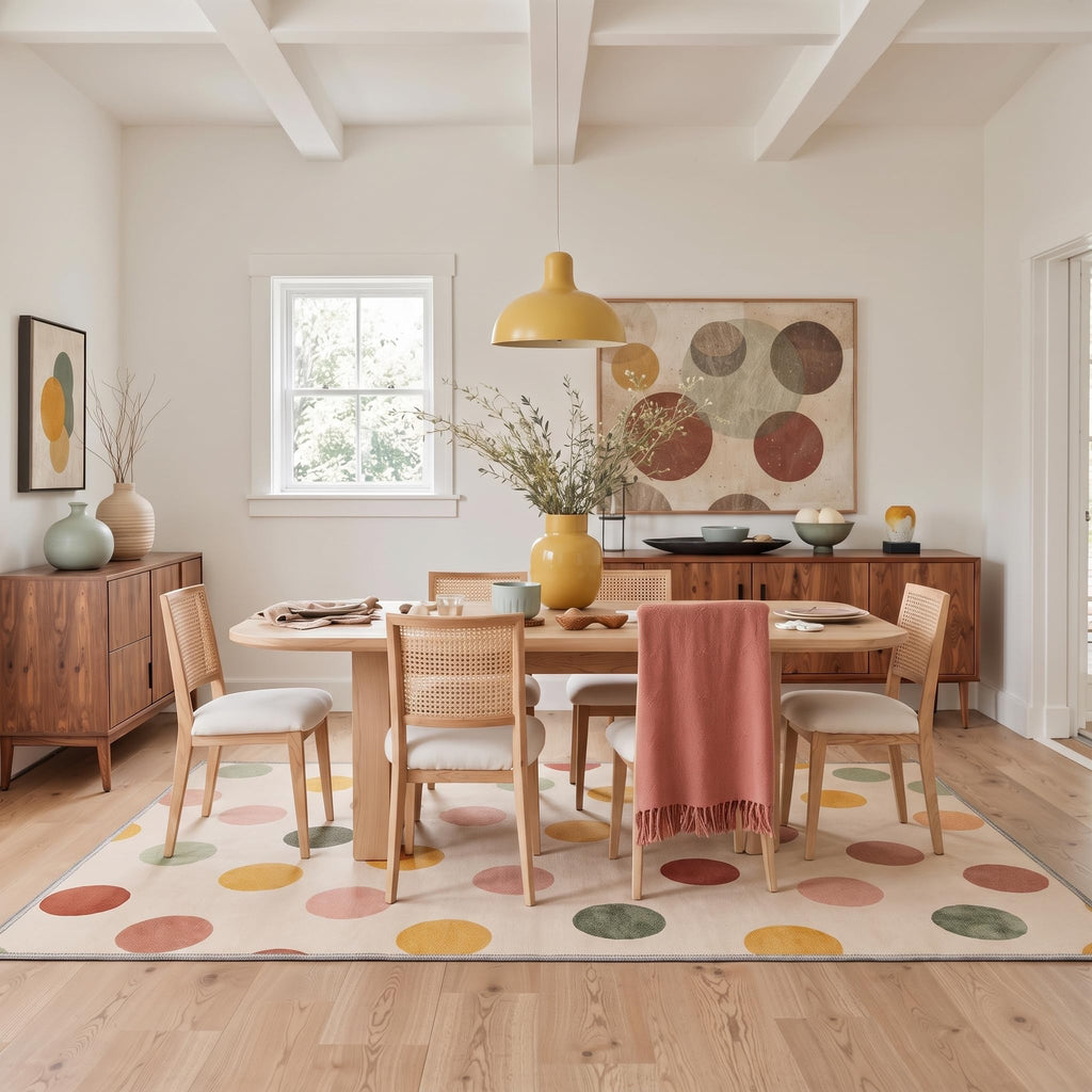 Area Rug, Minimalist Washable Polka Dots