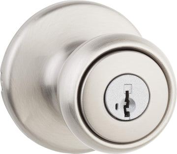 Tylo Entry Door Knob with Lock and Key, Secure Keyed Handle Exterior, Front Entrance and Bedroom, Satin Nickel, Pick