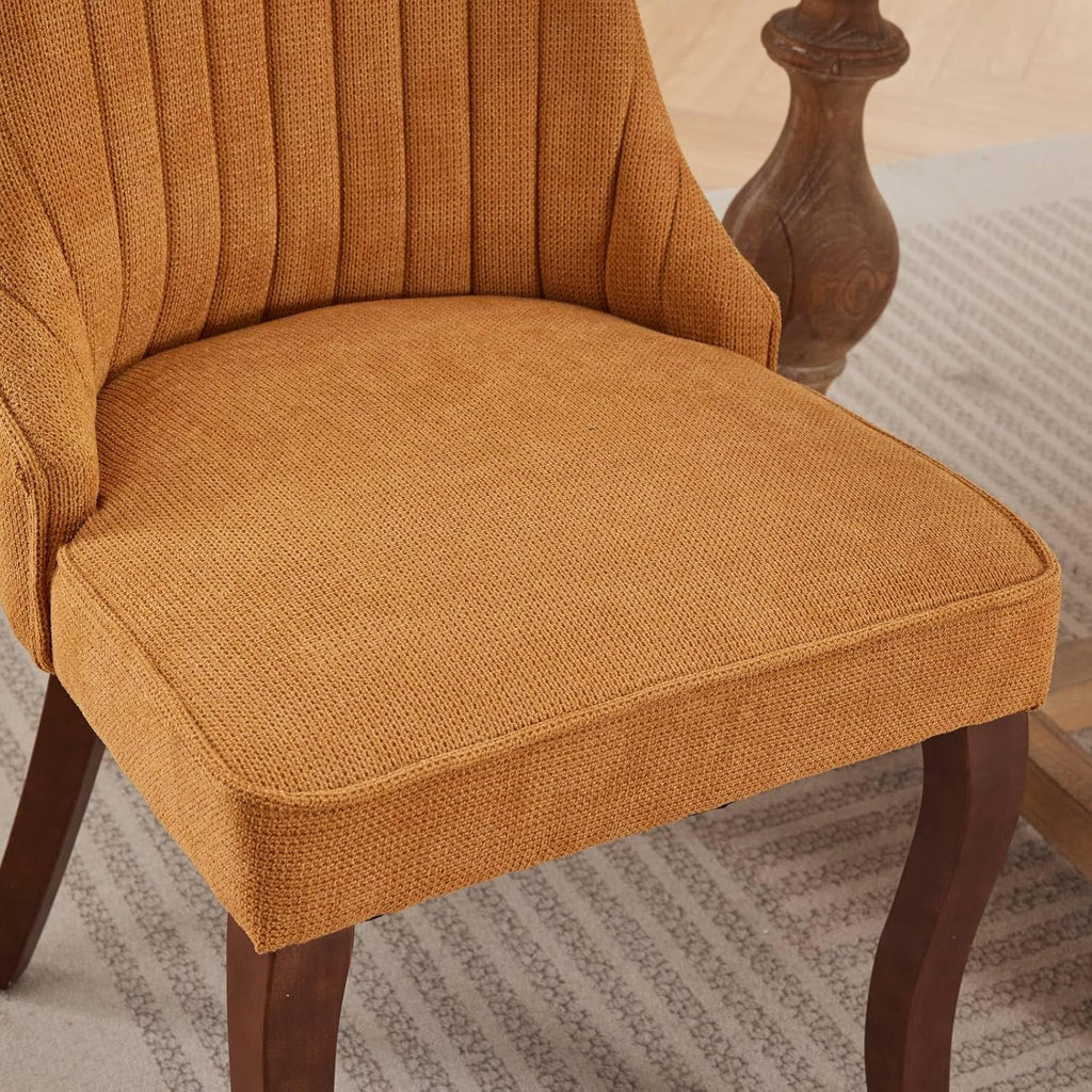 Set of 2 Upholstered Dining Chairs with High Backrest, Velvet Fabric Accent Kitchen Chairs