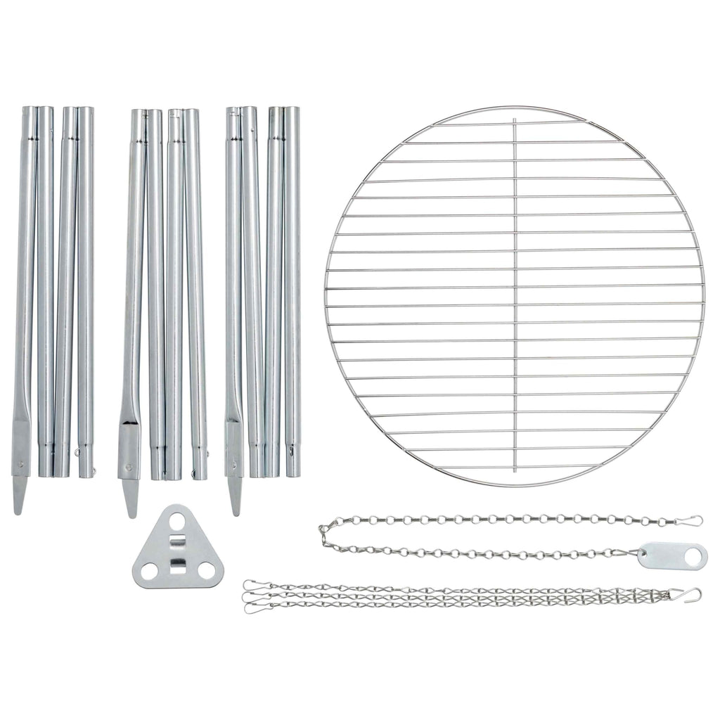 Tripod Campfire Grill & Lantern Hanger, Steel Firepit Cooking Rack